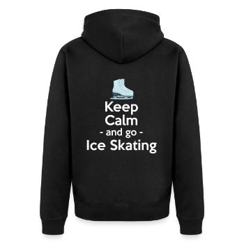Bleib Ruhig Und Geh Schlittschuhlaufen - Unisex Premium Bio Zip Hoodie - Schwarz - Hinten - Nico (187cm)