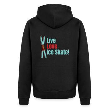 Lebe Die Liebe Zum Schlittschuhlaufen! - Unisex Premium Bio Zip Hoodie - Schwarz - Hinten - Nico (187cm)