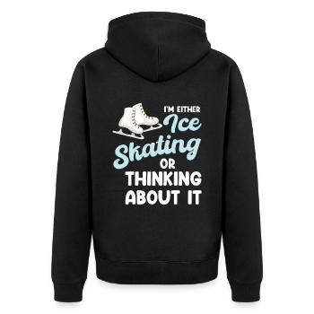 Entweder Laufe Ich Schlittschuh Oder Ich Denke - Unisex Premium Bio Zip Hoodie - Schwarz - Hinten - Nico (187cm)