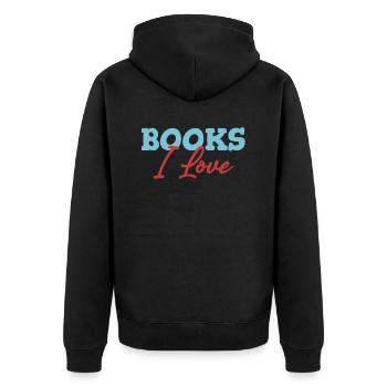 Books I love, bookworm, bookworm, - Unisex Premium Organic Zip Hoodie - black - Back - Nico (187cm)
