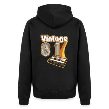 1981 Birthday Born In 1981 Retro Vintage - Unisex Premium Organic Zip Hoodie - black - Back - Nico (187cm)