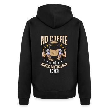 Greek Mythology Lover No Coffee Greek Coffee Lover - Unisex Premium Bio Zip Hoodie - Schwarz - Hinten - Nico (187cm)