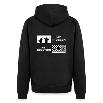 Drone Racing Lover My Problem My Pictogram Dad Mom - Unisex Premium Bio Zip Hoodie - Schwarz - Hinten - Nico (187cm)