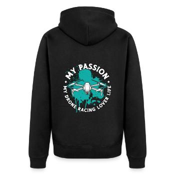 Drone Racing Lover My Passion My Drone FPV Race - Unisex Premium Organic Zip Hoodie - black - Back - Nico (187cm)