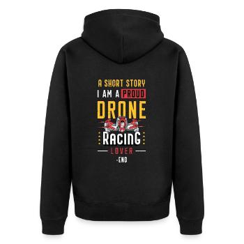 Amateur de courses de drones Une histoire courte Je suis pilote de drone - Veste à capuche bio Premium Unisexe - noir - Dos - Nico (187cm)