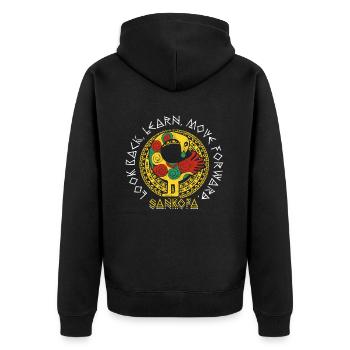 Black History Month Sankofa Symbol Adinkra Ghana - Unisex Premium Bio Zip Hoodie - Schwarz - Hinten - Nico (187cm)