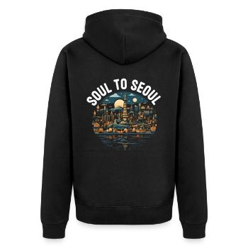 Seoul Südkorea Land Reisen Urlaub Koreanisch - Unisex Premium Bio Zip Hoodie - Schwarz - Hinten - Nico (187cm)