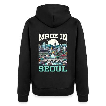 Seoul Südkorea Land Reisen Urlaub Koreanisch - Unisex Premium Bio Zip Hoodie - Schwarz - Hinten - Nico (187cm)