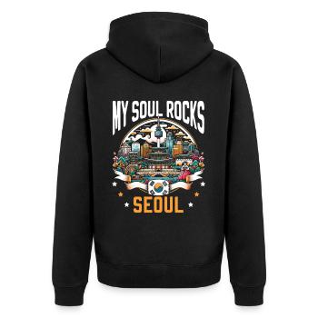 Seoul Südkorea Land Reisen Urlaub Koreanisch - Unisex Premium Bio Zip Hoodie - Schwarz - Hinten - Nico (187cm)