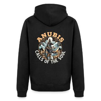 Anubis Egyptian Mythology Pyramid Ancient Egypt - Unisex Premium Organic Zip Hoodie - black - Back - Nico (187cm)
