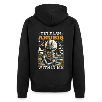 Anubis Ägyptische Mythologie Pyramide Altes Ägypten - Unisex Premium Bio Zip Hoodie - Schwarz - Hinten - Nico (187cm)