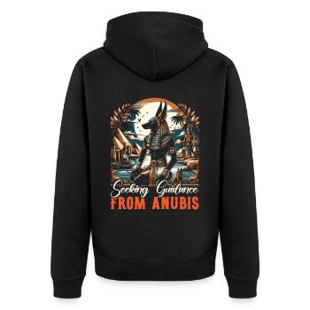 Anubis Egyptian Mythology Pyramid Ancient Egypt - Unisex Premium Organic Zip Hoodie - black - Back - Nico (187cm)