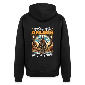 Anubis Egyptian Mythology Pyramid Ancient Egypt - Unisex Premium Organic Zip Hoodie - black - Back - Nico (187cm)