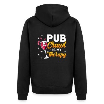 Crawled Pub Crawl Alcohol Drinking - Unisex Premium Bio Zip Hoodie - Schwarz - Hinten - Nico (187cm)