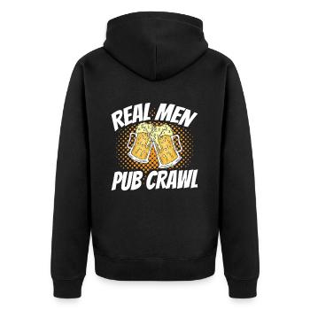 Crawled Pub Crawl Alcohol Drinking - Unisex Premium Bio Zip Hoodie - Schwarz - Hinten - Nico (187cm)