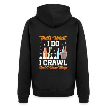 Crawled Pub Crawl Alcohol Drinking - Unisex Premium Bio Zip Hoodie - Schwarz - Hinten - Nico (187cm)