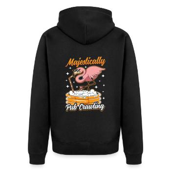 Crawled Pub Crawl Alcohol Drinking - Unisex Premium Bio Zip Hoodie - Schwarz - Hinten - Nico (187cm)
