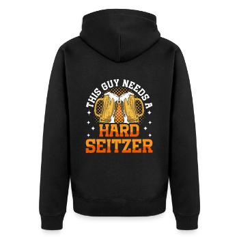 Crawled Pub Crawl Alcohol Drinking - Unisex Premium Bio Zip Hoodie - Schwarz - Hinten - Nico (187cm)