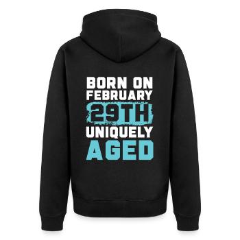 Happy Birthday Leap Year February 29 Leap Day - Unisex Premium Organic Zip Hoodie - black - Back - Nico (187cm)