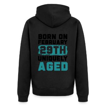 Happy Birthday Schaltjahr 29. Februar Schalttag - Unisex Premium Bio Zip Hoodie - Schwarz - Hinten - Nico (187cm)