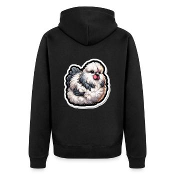 Silkie Chicken Fluffy Chicken Silkies - Unisex Premium Organic Zip Hoodie - black - Back - Nico (187cm)
