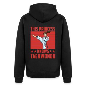 This Princess knows Taekwondo - Unisex Premium Organic Zip Hoodie - black - Back - Nico (187cm)