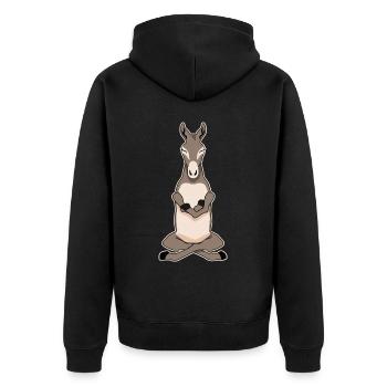 Meditationg Donkey Meditation Donkeys - Unisex Premium Bio Zip Hoodie - Schwarz - Hinten - Nico (187cm)