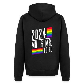 Gay Pride Hochzeit 2024 Homo-Ehe - Unisex Premium Bio Zip Hoodie - Schwarz - Hinten - Nico (187cm)