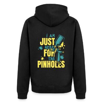 Just Here For Pinholes Car Spray Automotive Car - Unisex Premium Organic Zip Hoodie - black - Back - Nico (187cm)