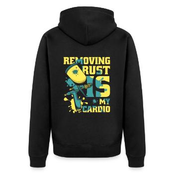 Removing Rust Is My Cardio Vehicle Car Spray Car - Unisex Premium Organic Zip Hoodie - black - Back - Nico (187cm)