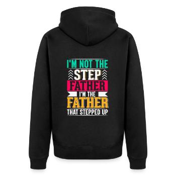 Dad Fathers Day Daddy Papa Funny Father´s Day - Unisex Premium Organic Zip Hoodie - black - Back - Nico (187cm)