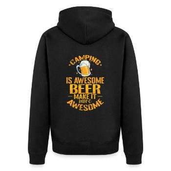 Camping is awesome Beer make it more awesome - Unisex Premium Bio Zip Hoodie - Schwarz - Hinten - Nico (187cm)