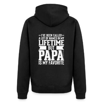 Dad Fathers Day Daddy Papa Funny Father´s Day - Unisex Premium Organic Zip Hoodie - black - Back - Nico (187cm)