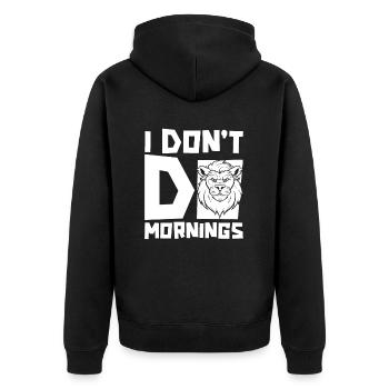 Lion Drôle Je ne fais pas les matins - Veste à capuche bio Premium Unisexe - noir - Dos - Nico (187cm)