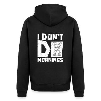 Bouledogue français drôle je ne fais pas les matins - Veste à capuche bio Premium Unisexe - noir - Dos - Nico (187cm)