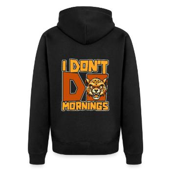Cheetah Funny I Don't Do Mornings - Unisex Premium Organic Zip Hoodie - black - Back - Nico (187cm)