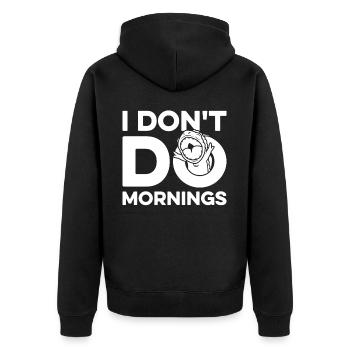 Chameleon Chameleon Funny I Don't Do Mornings - Unisex Premium Organic Zip Hoodie - black - Back - Nico (187cm)