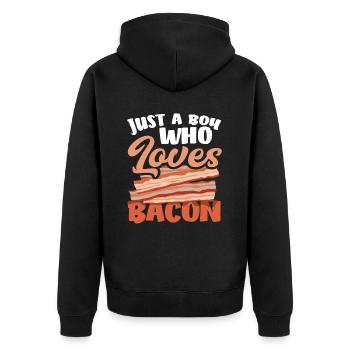 Bacon Just a boy who loves bacon - Unisex Premium Organic Zip Hoodie - black - Back - Nico (187cm)