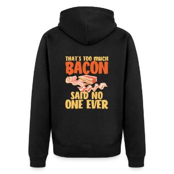 Bacon, Bacon, Petit-déjeuner, Viande, Porc - Veste à capuche bio Premium Unisexe - noir - Dos - Nico (187cm)
