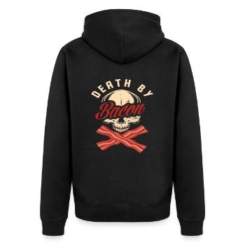 Speck Bacon - Unisex Premium Bio Zip Hoodie - Schwarz - Hinten - Nico (187cm)