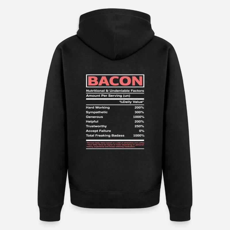 Speck Bacon Nährwerte - Unisex Premium Bio Zip Hoodie - Schwarz