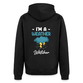 Ich Bin Ein Wetterbeobachter Lustiger Meteorologe - Unisex Premium Bio Zip Hoodie - Schwarz - Hinten - Nico (187cm)