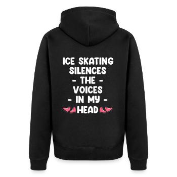Ice skating gets the voices in my head to - Unisex Premium Organic Zip Hoodie - black - Back - Nico (187cm)