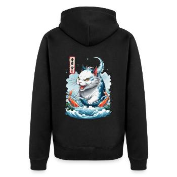 Japanese Cats Monster Sea Monsters Streetwear - Unisex Premium Organic Zip Hoodie - black - Back - Nico (187cm)