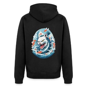 Sea Monster Cats Anime Style Cat Design - Unisex Premium Organic Zip Hoodie - black - Back - Nico (187cm)
