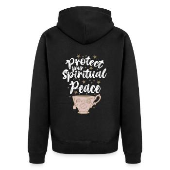 Okkultismus Teeblattlesen Protect Spiritual Peace - Unisex Premium Bio Zip Hoodie - Schwarz - Hinten - Nico (187cm)