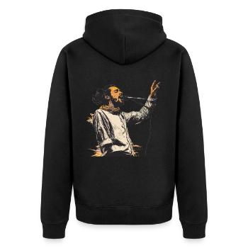 Poet Spoken Word Stand-Up Comedian - Unisex Premium Organic Zip Hoodie - black - Back - Nico (187cm)