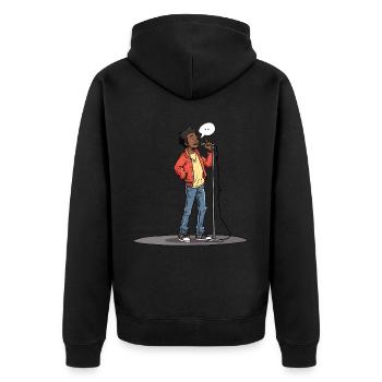 Poet Spoken Word Stand-Up Comedian - Unisex Premium Organic Zip Hoodie - black - Back - Nico (187cm)