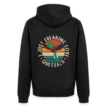 Quetzal Vogel | Guatemala Vögel Geschenk - Unisex Premium Bio Zip Hoodie - Schwarz - Hinten - Nico (187cm)