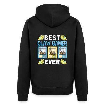 Claw Game Funny Claw Machine - Unisex Premium Organic Zip Hoodie - black - Back - Nico (187cm)